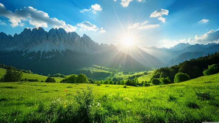 Sun-Drenched Dolomite Valley