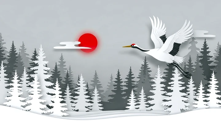 Red Sun and Flying Crane
