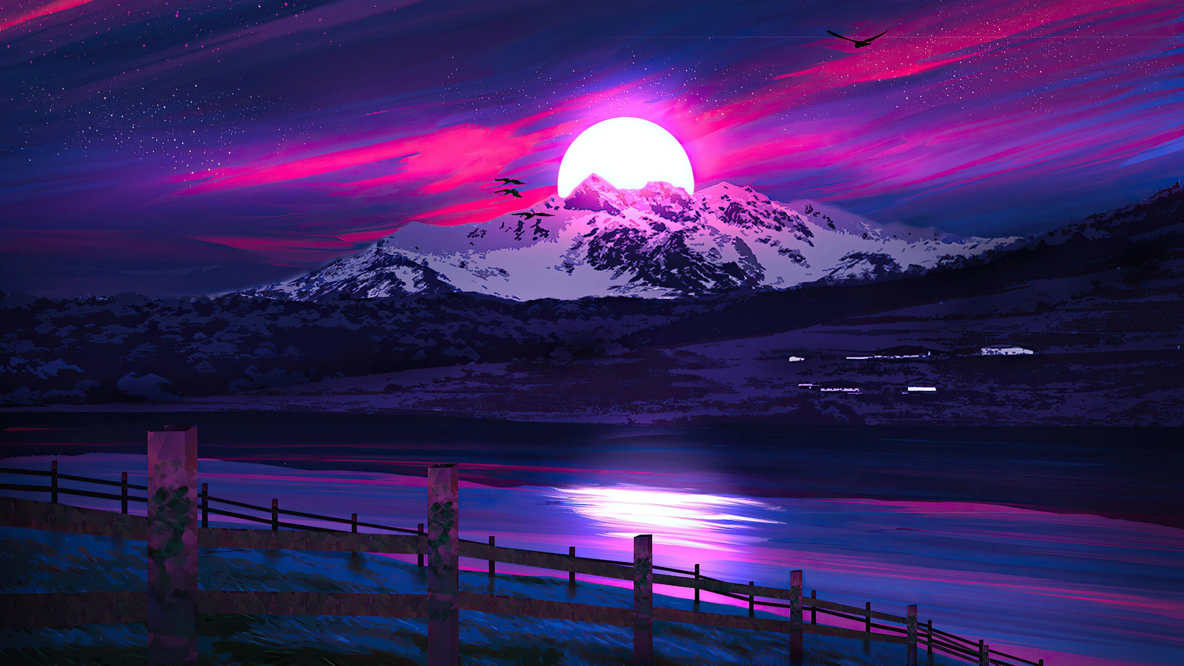 Synthwave Mountain Lake