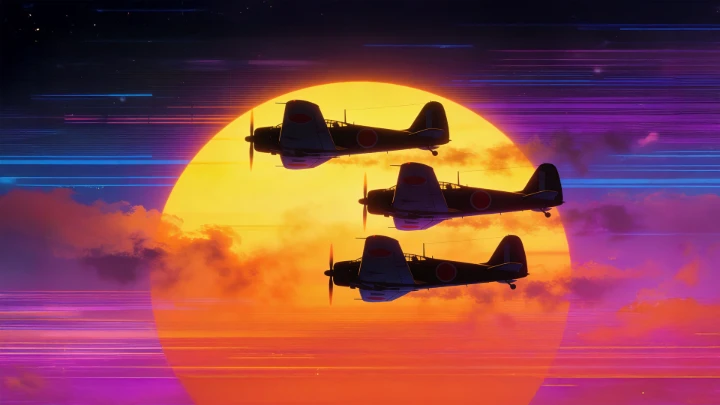 Retrowave Squadron Sunset